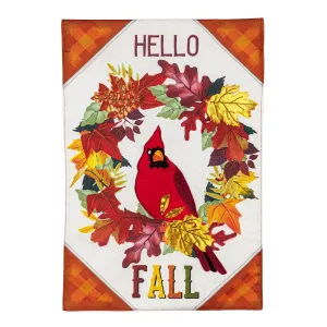 Hello Fall Cardinal Wreath Garden Linen Flag,14l11063