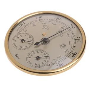 High Accuracy Wall Mounted Barometer Thermometer Hygrometer Pressure Gauge Air Weather Instrument Gold