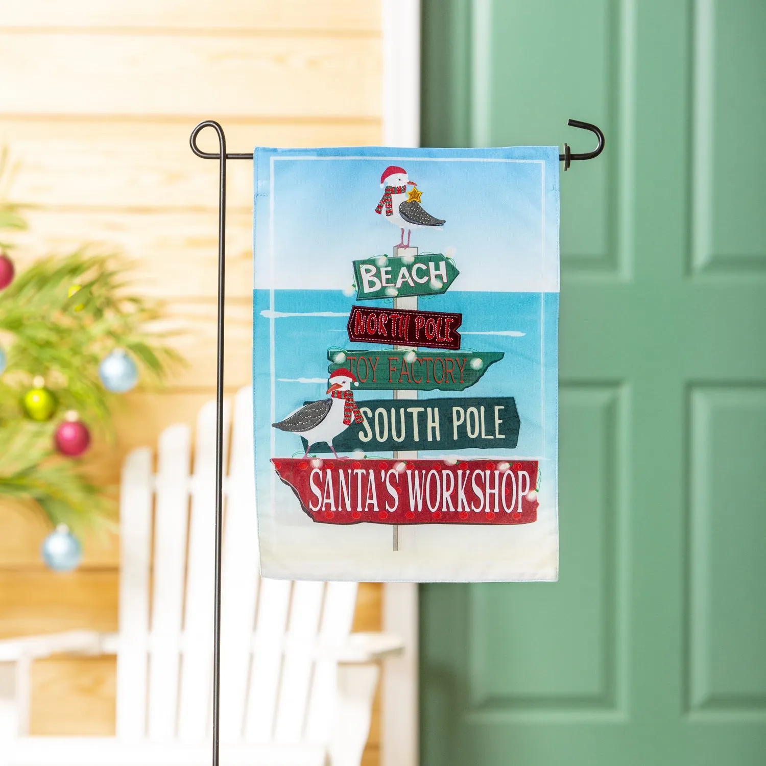 Holiday Signs and Seagulls Garden Linen Flag,14l10637