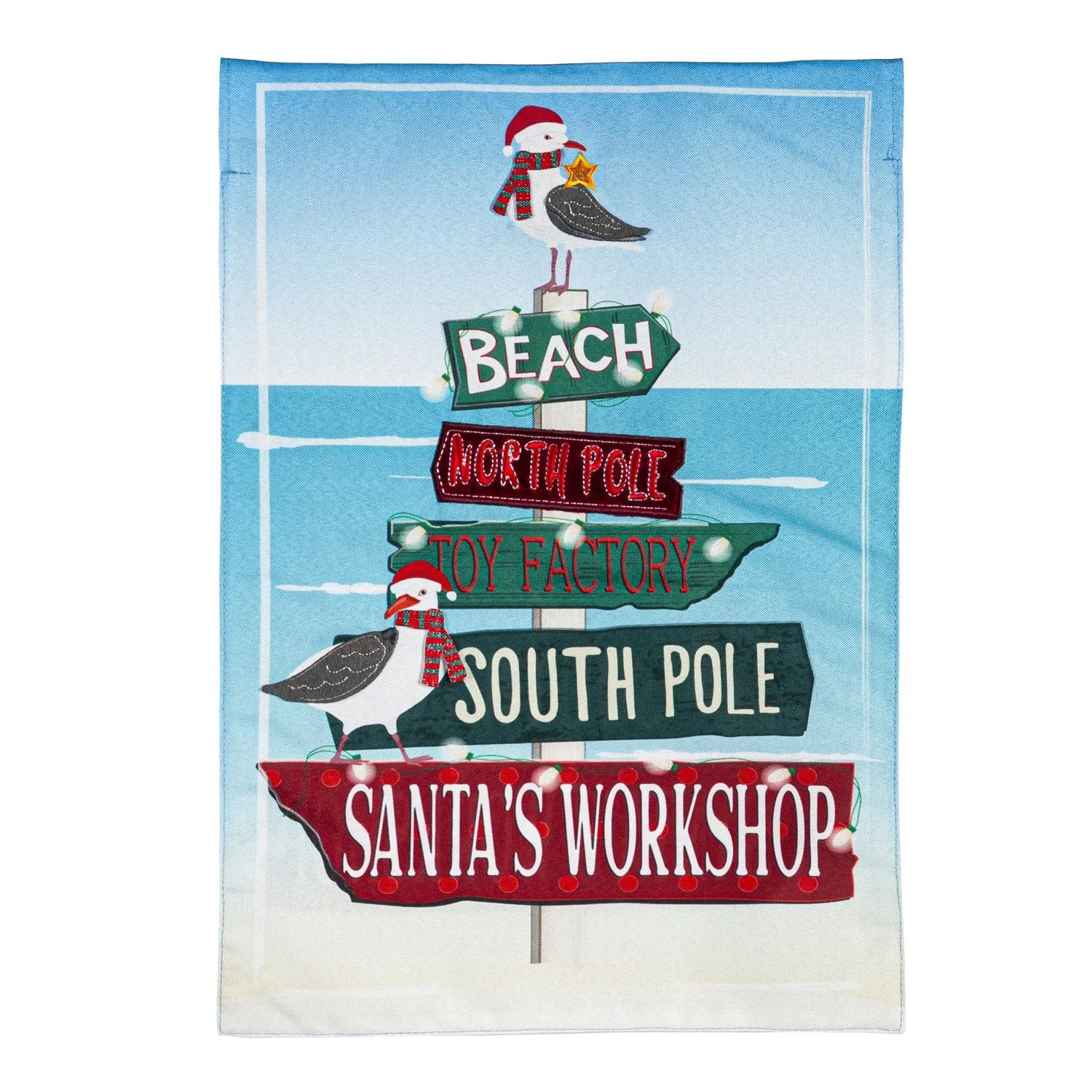 Holiday Signs and Seagulls Garden Linen Flag,14l10637