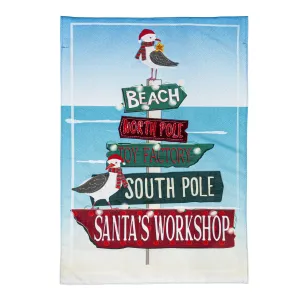 Holiday Signs and Seagulls Garden Linen Flag,14l10637