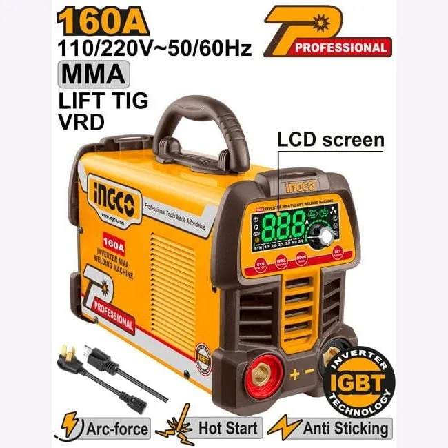 Ingco IGBT Inverter MMA Welding Machine 160A with 60% Duty Cycle - ING-MMA16069