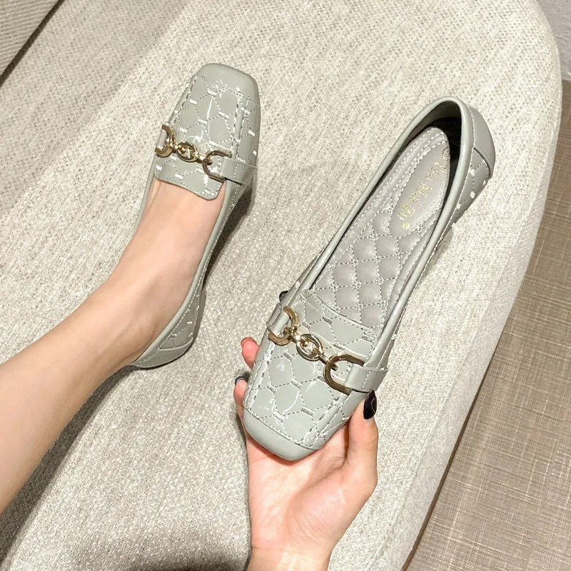 INSTOCK-Square toe flat comfortable women's shoes