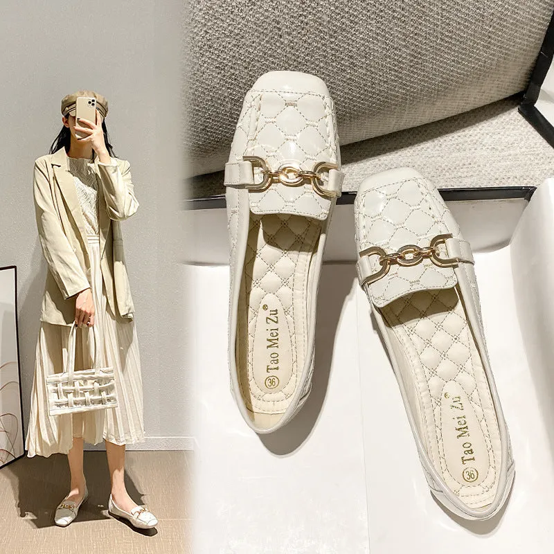 INSTOCK-Square toe flat comfortable women's shoes