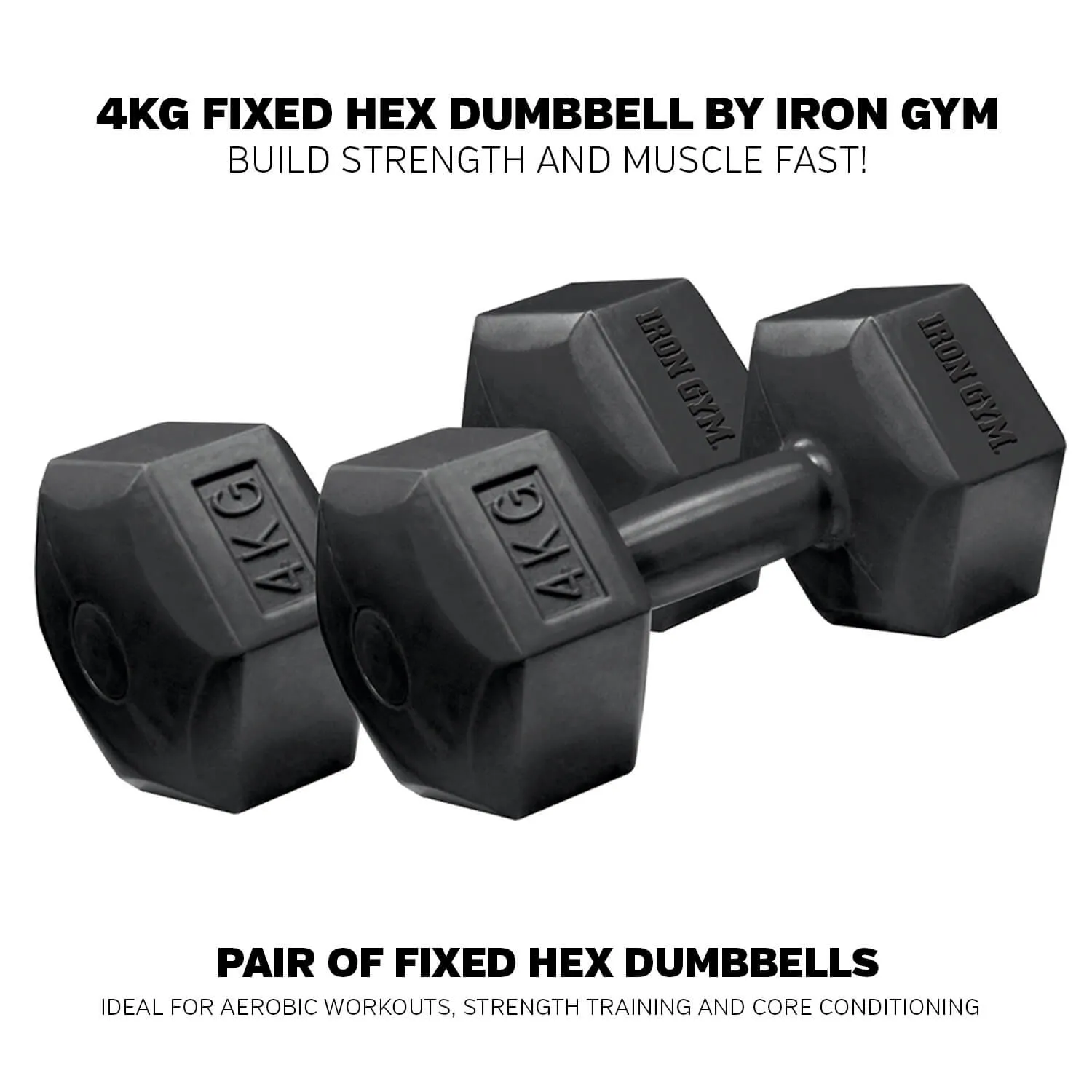 Iron Gym Fixed Hex Dumbbells - 2 x 4kg