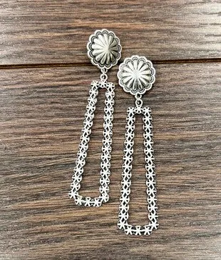 Janice Fashion Concho Post Triangle Drop Earrings