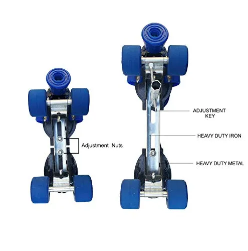 Jaspo Tenacity Adjustable Rubber Wheel Skates for Senior (Blue)