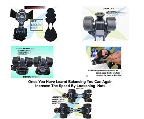 JASPO Tenacity ZXI Adjustable Roller Skates (Black)