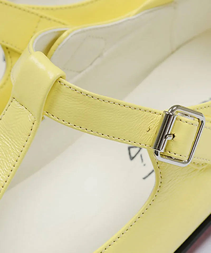 KANDINI T-Strap Maryjane Loafer - Lemon