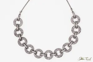 Kate Stone Studded Gunmetal Necklace with Earrings