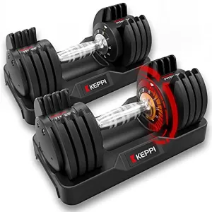 Keppi Adjustable Dumbbells Set-25lb Dumbbell with Anti-Slip Metal Handle for Exercise & Fitness Fast Adjust Weight for Full Body Workout Fitness