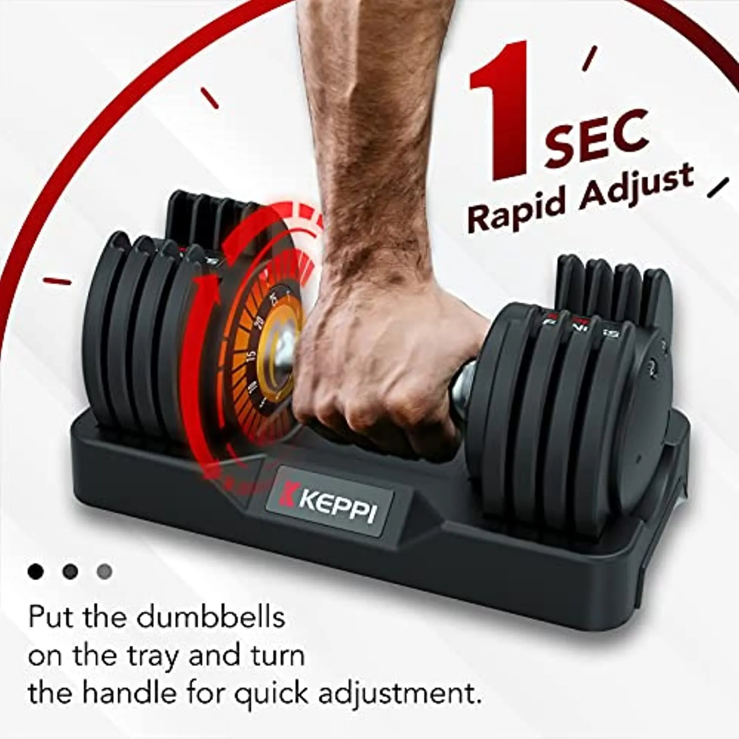 Keppi Adjustable Dumbbells Set-25lb Dumbbell with Anti-Slip Metal Handle for Exercise & Fitness Fast Adjust Weight for Full Body Workout Fitness
