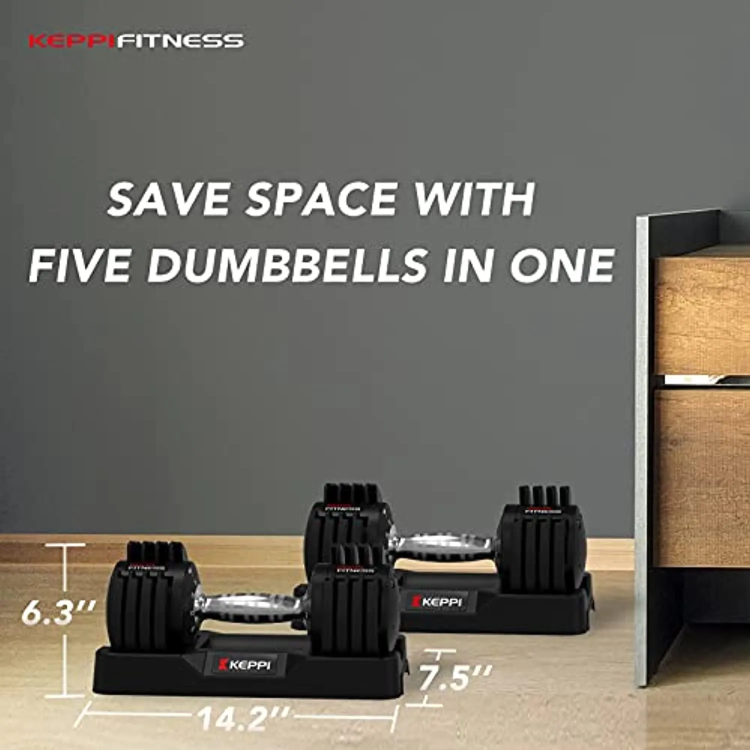 Keppi Adjustable Dumbbells Set-25lb Dumbbell with Anti-Slip Metal Handle for Exercise & Fitness Fast Adjust Weight for Full Body Workout Fitness