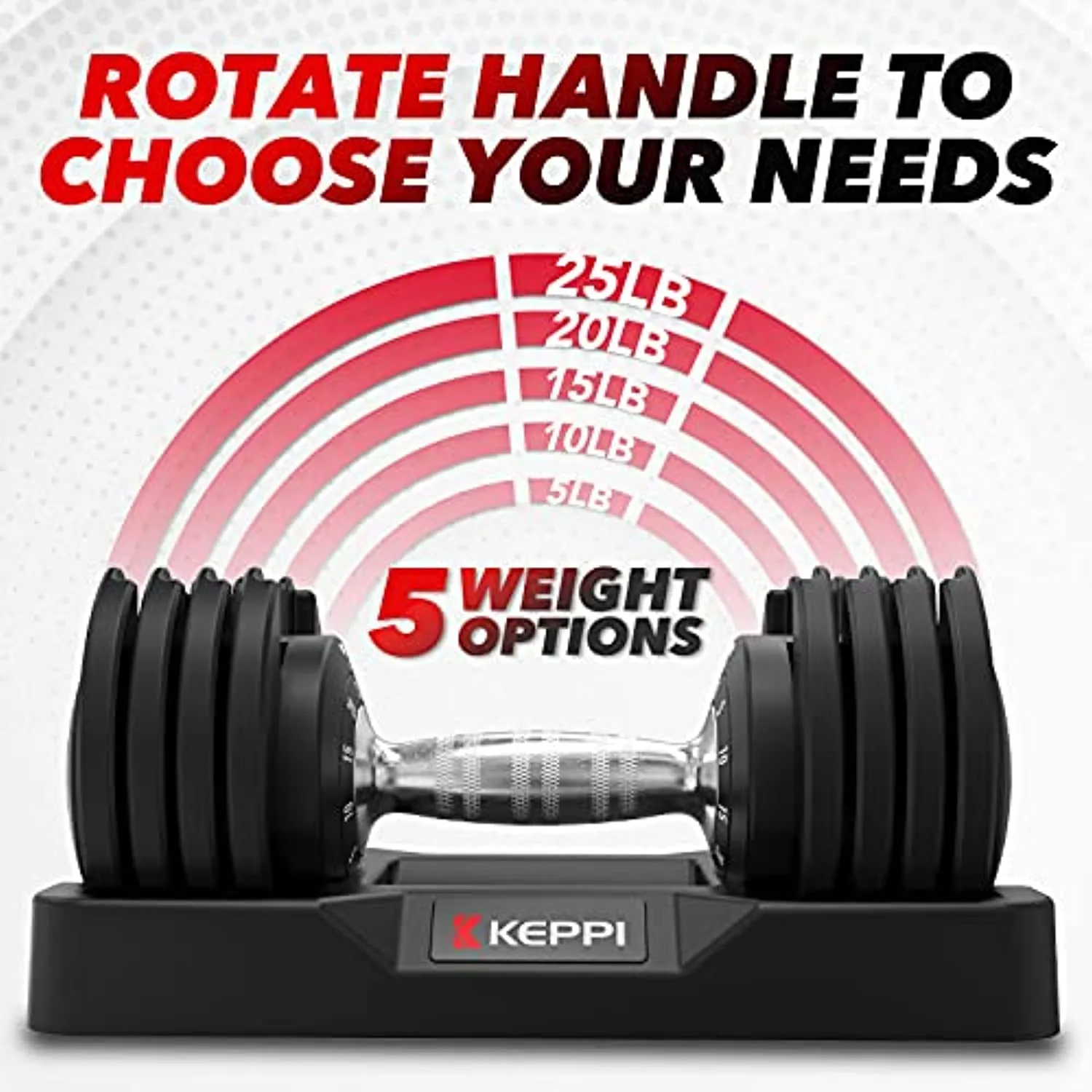 Keppi Adjustable Dumbbells Set-25lb Dumbbell with Anti-Slip Metal Handle for Exercise & Fitness Fast Adjust Weight for Full Body Workout Fitness