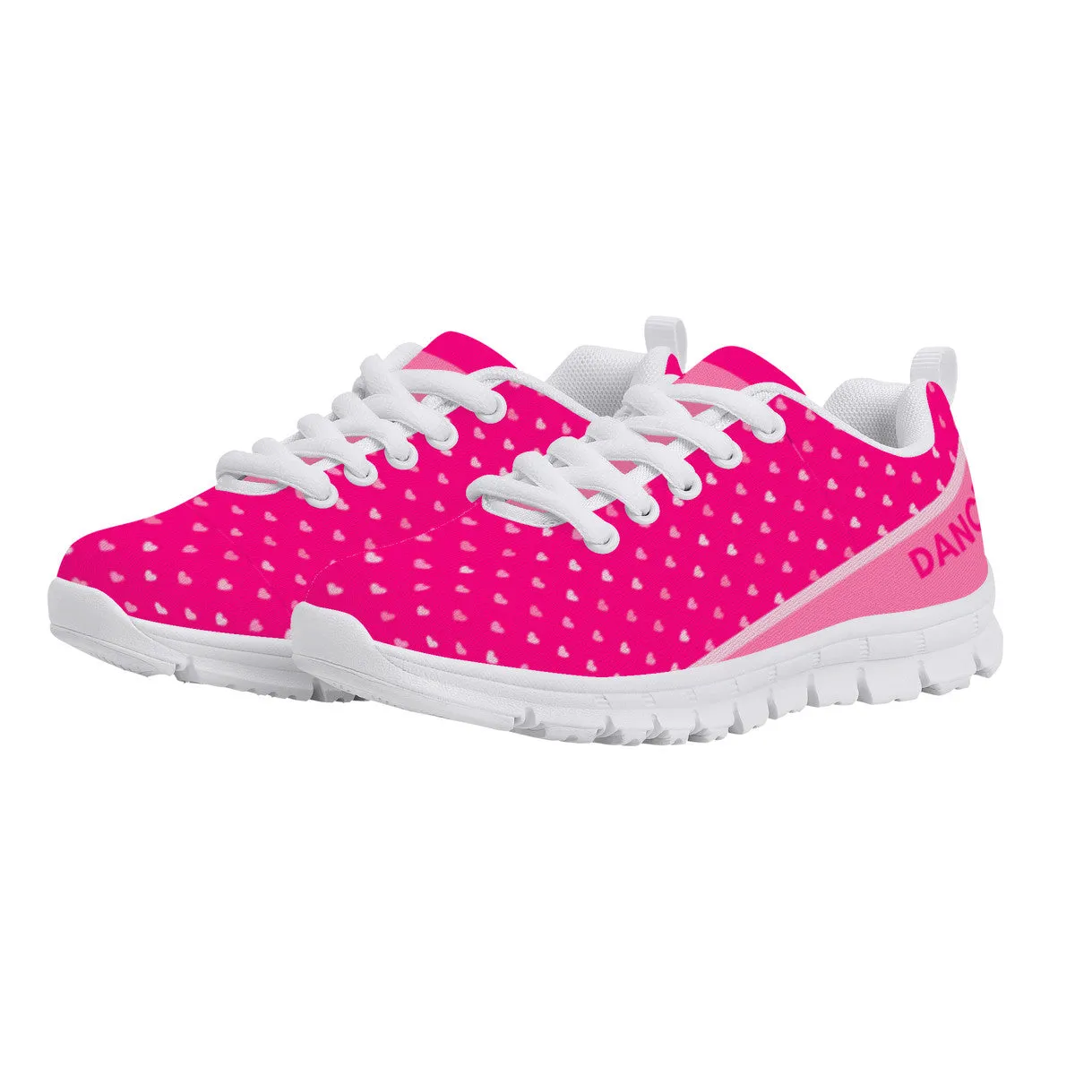 Kids Dance Sneakers - Pink Hearts