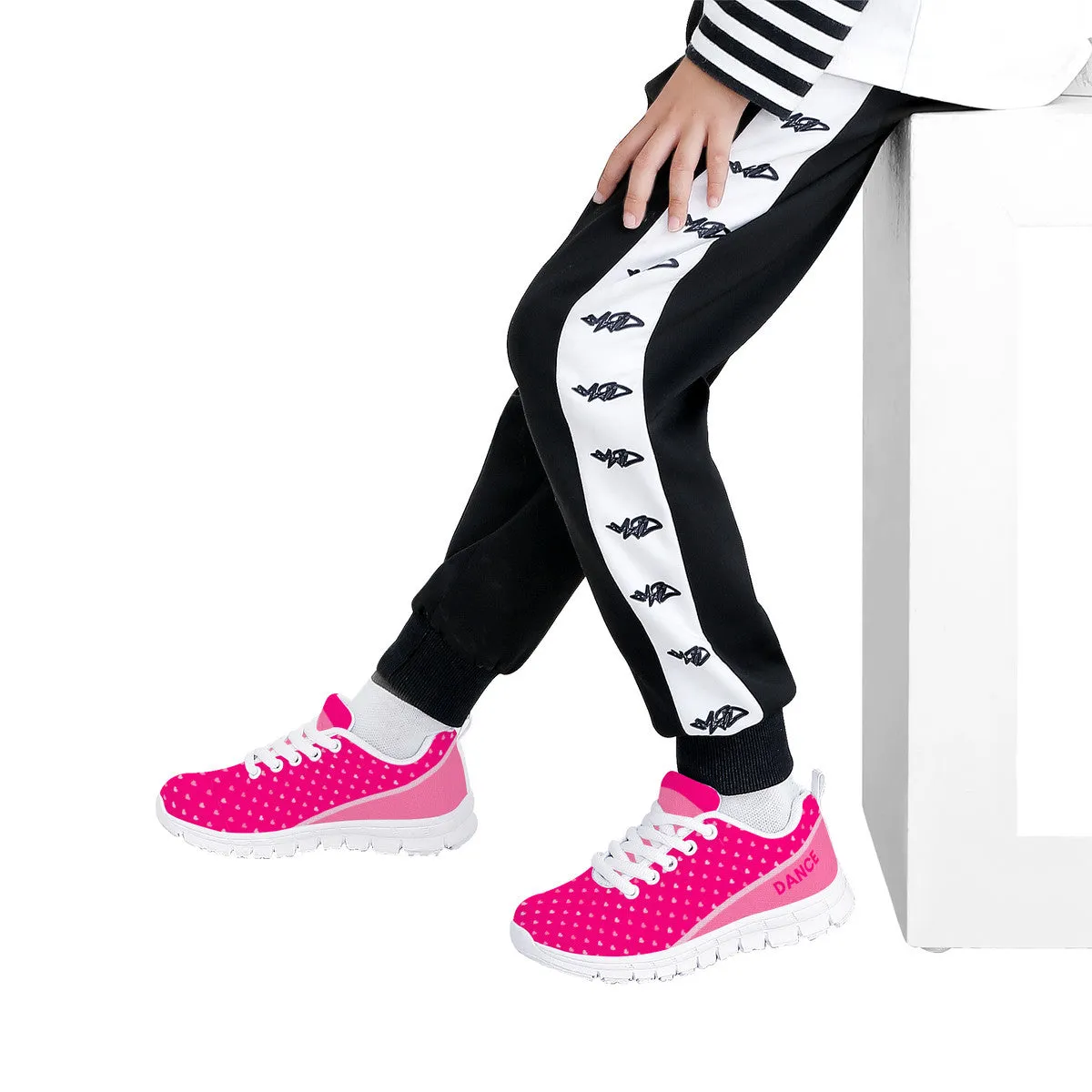 Kids Dance Sneakers - Pink Hearts