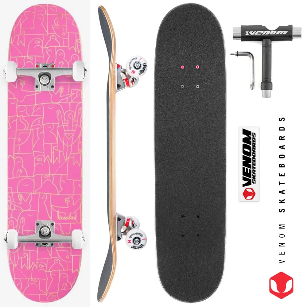 Krooked PP Flock Pink Custom Complete Skateboard - 8.06"