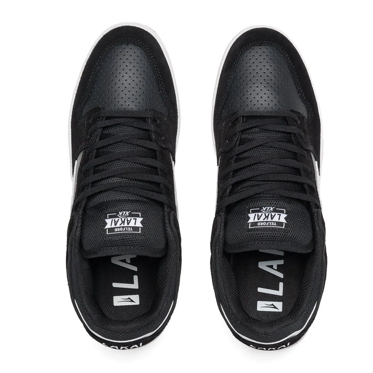 Lakai Telford Low Black White Suede Skate Shoes
