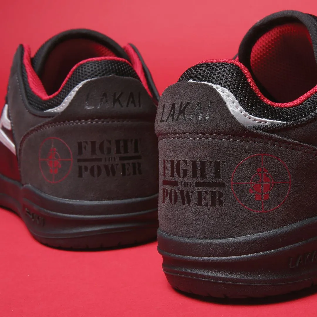 Lakai x Public Enemy Telford Low Skate Shoes - Black / Charcoal