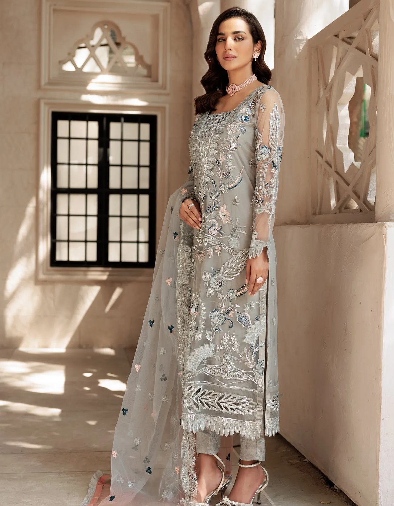 LF 503  | Emaan Adeel Le Festa Premium Collection 2022 Vol-5 |  Unstitched Embroidered Organza Suit