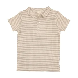 Lil Legs Ribbed Polo Short Sleeve - Tan Stripe