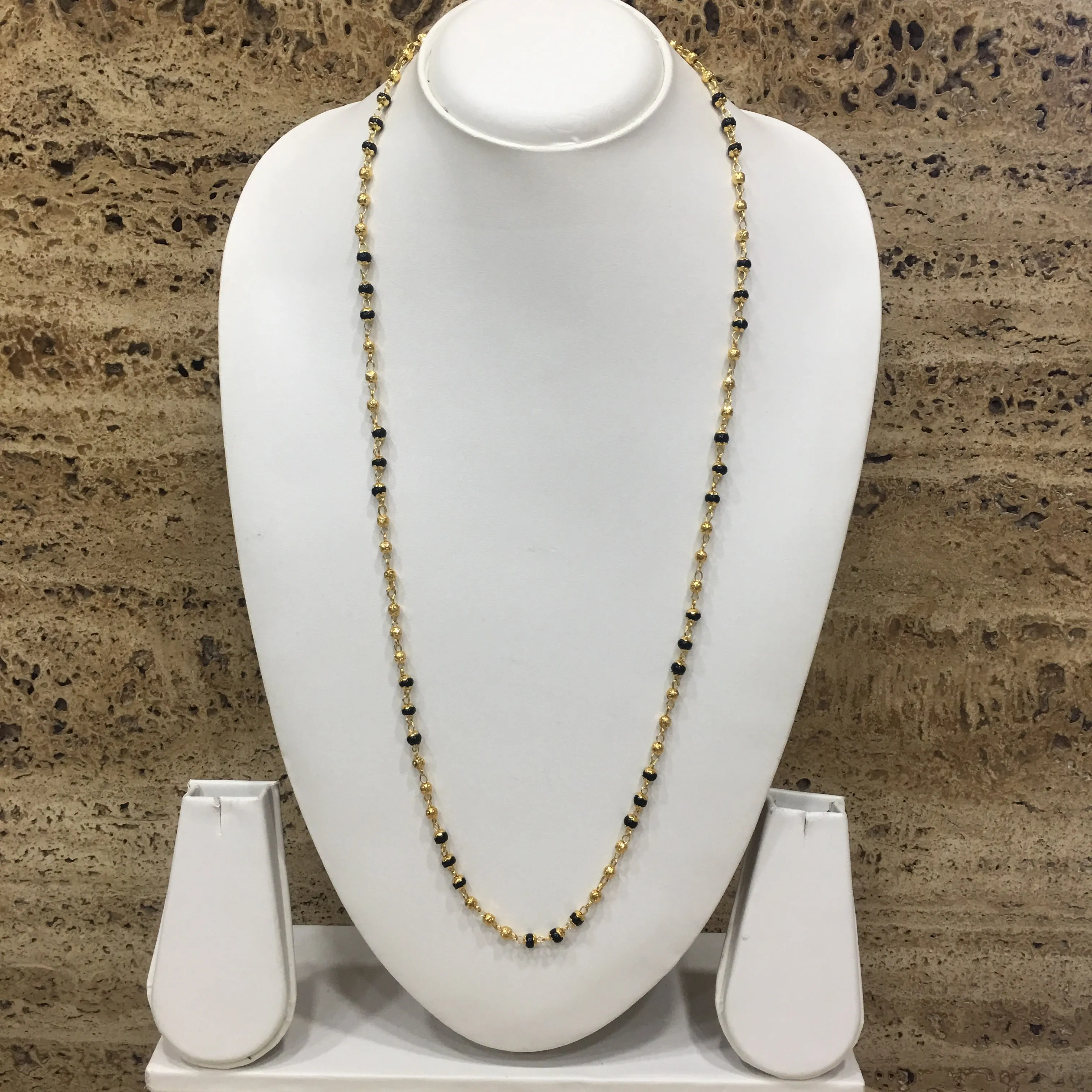 Long Mangalsutra Designs Gold Plated Latest Black Beads Handmade Chain Single Layer Mangalsutra
