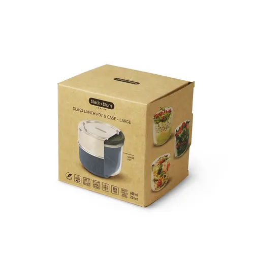 Lunch pot Glass Large Black Blum 600 ml Granit GR-LB-M015
