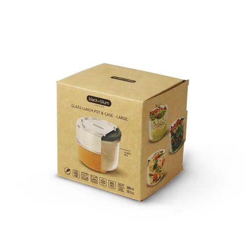 Lunch pot Glass Large Black Blum 600 ml Mandel GR-LB-M014