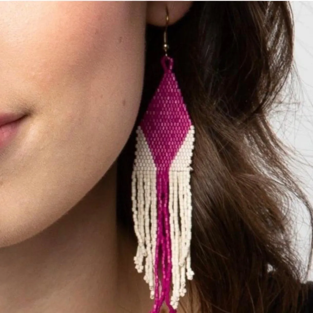 Magenta   Ivory Earring