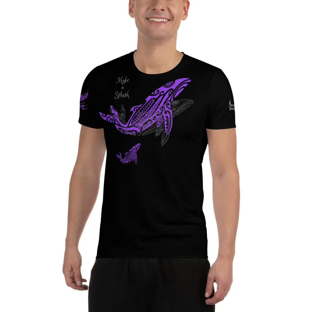 Make a Splash Humpback Whale All-Over Print Men's MaxDri Athletic T-shirt