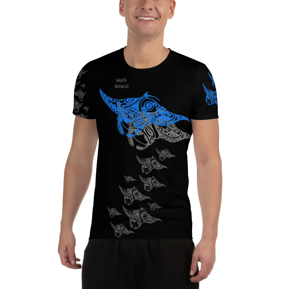 Manta Madness Polynesian Tattoo All-Over Print Men's Athletic T-shirt