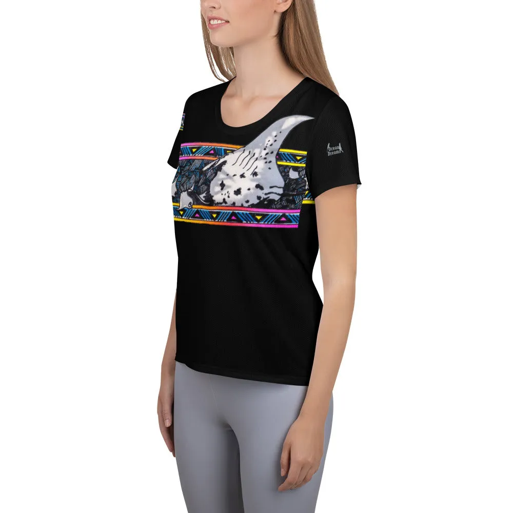 Manta Ray Melody All-Over Print Women's Athletic T-shirt