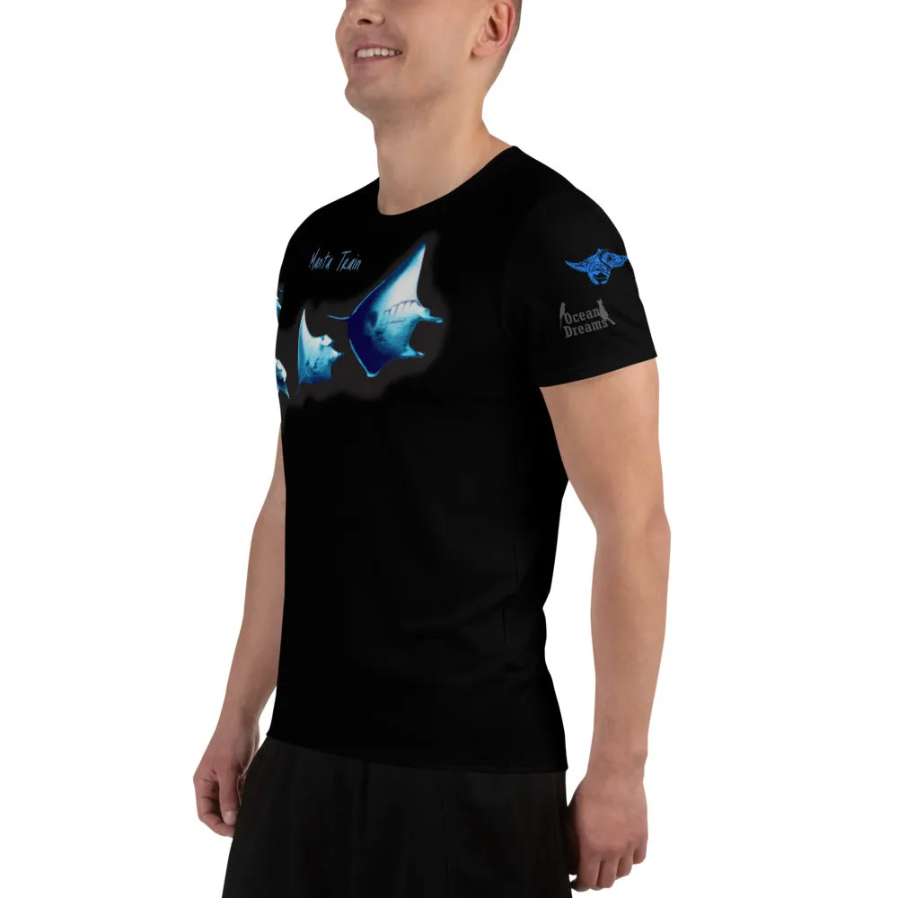 Manta Train design Double Blue MaxDri All-Over Print Men's Athletic T-shirt