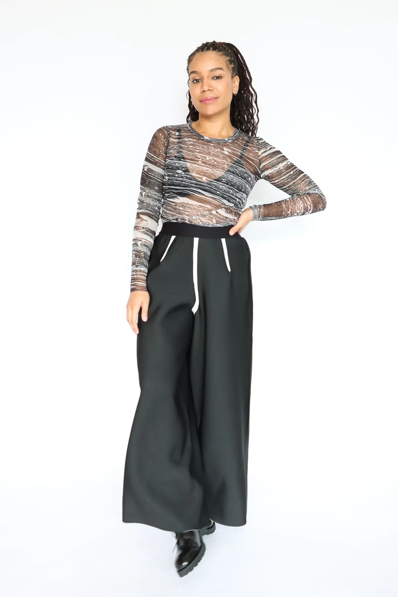 maria calderara Mesh Monochrome Print Top
