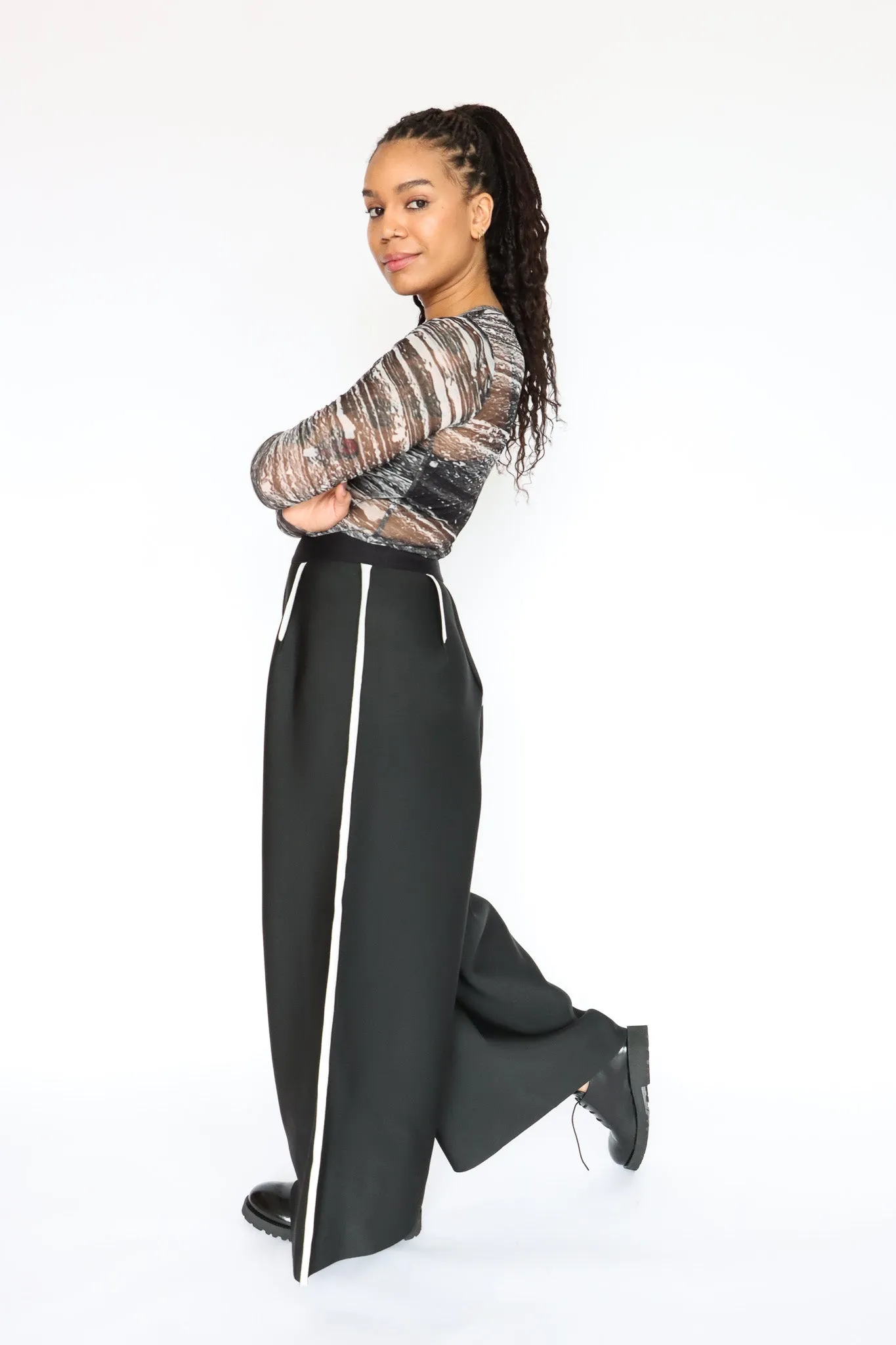 maria calderara Mesh Monochrome Print Top