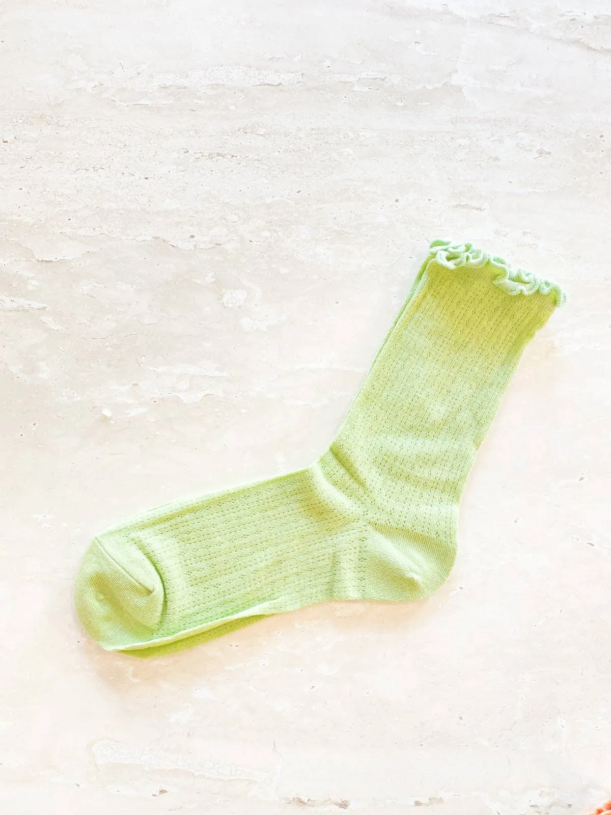 Marshmallow Frill Mesh Socks: Grey