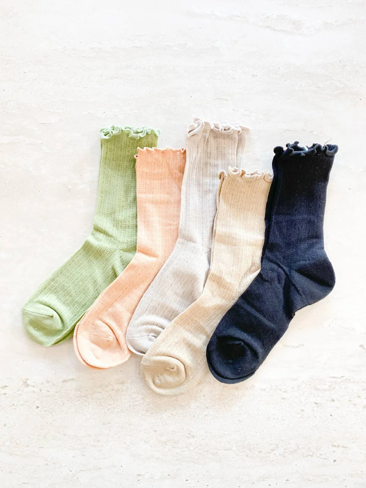 Marshmallow Frill Mesh Socks: Grey