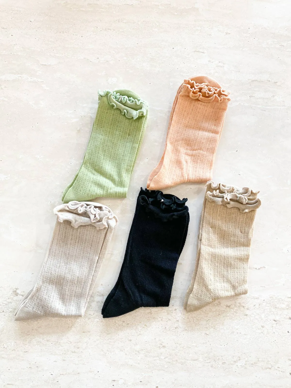 Marshmallow Frill Mesh Socks: Grey