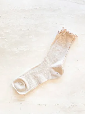 Marshmallow Frill Mesh Socks: Grey