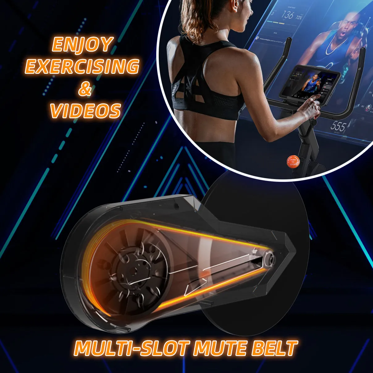 Meetlocks Indoor Cycling Fitness Bike Stationary Exercise Bike Comfortable Seat Cushion for Work out home gym