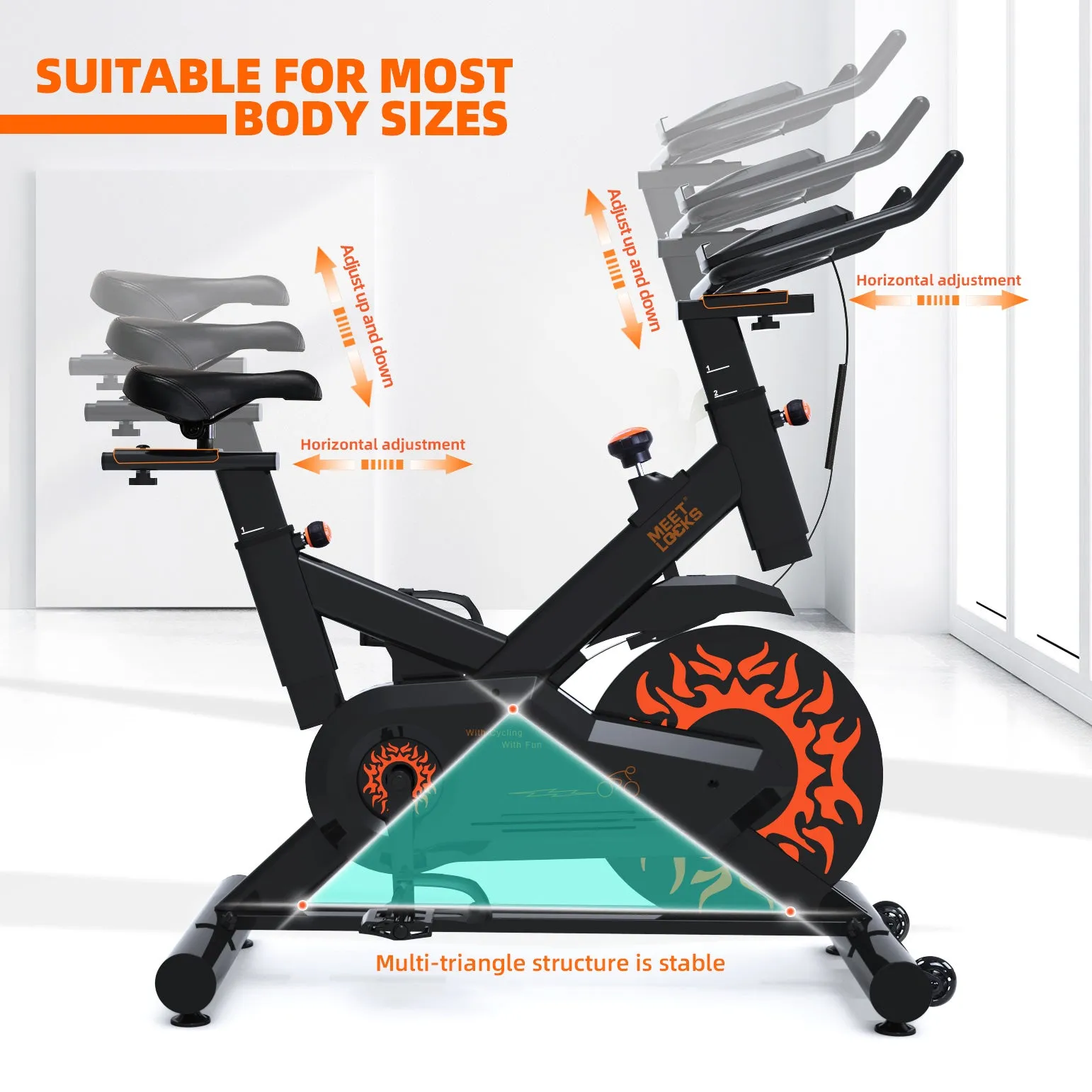 Meetlocks Indoor Cycling Fitness Bike Stationary Exercise Bike Comfortable Seat Cushion for Work out home gym