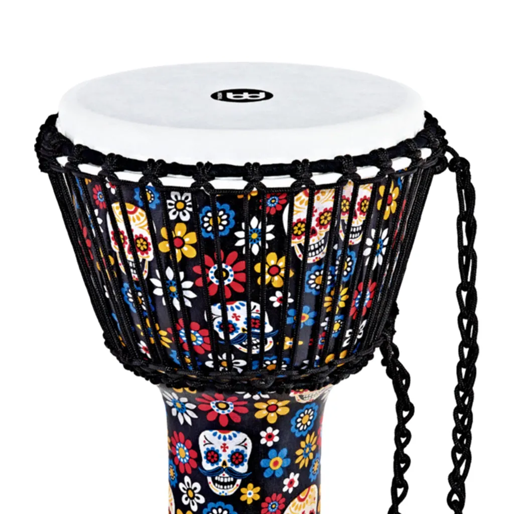 MEINL Percussion PADJ7-M-F 10inch Rope Tuned Travel Series Djembe, Synthetic Head, Day Of The Dead