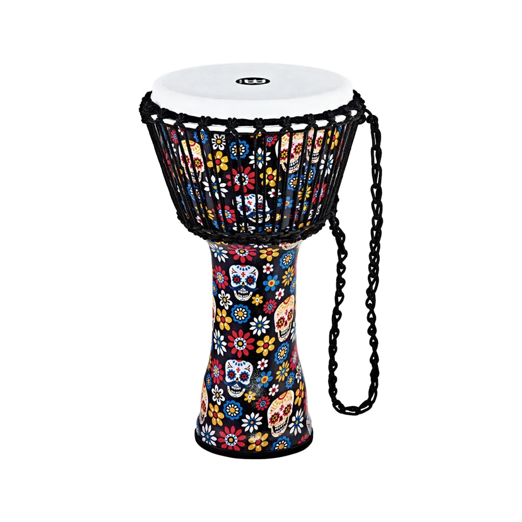 MEINL Percussion PADJ7-M-F 10inch Rope Tuned Travel Series Djembe, Synthetic Head, Day Of The Dead