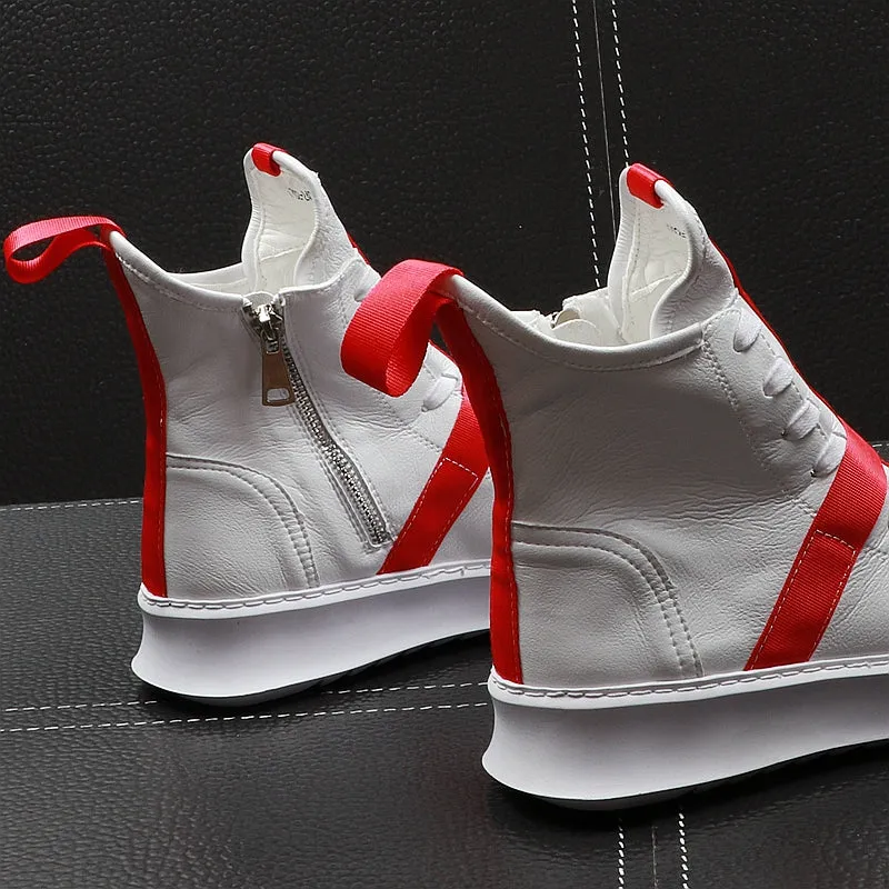 Men Fashion Ankle Boots Spring Autumn Leather Thick Bottom Men High Top Shoes Leisure Hip-hop Boots Botas Hombre