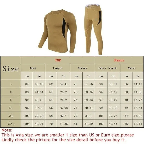 Men Thermal Underwear Set Comfortable Warm Outdoor Sport Tights Suit