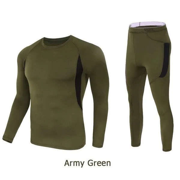 Men Thermal Underwear Set Comfortable Warm Outdoor Sport Tights Suit