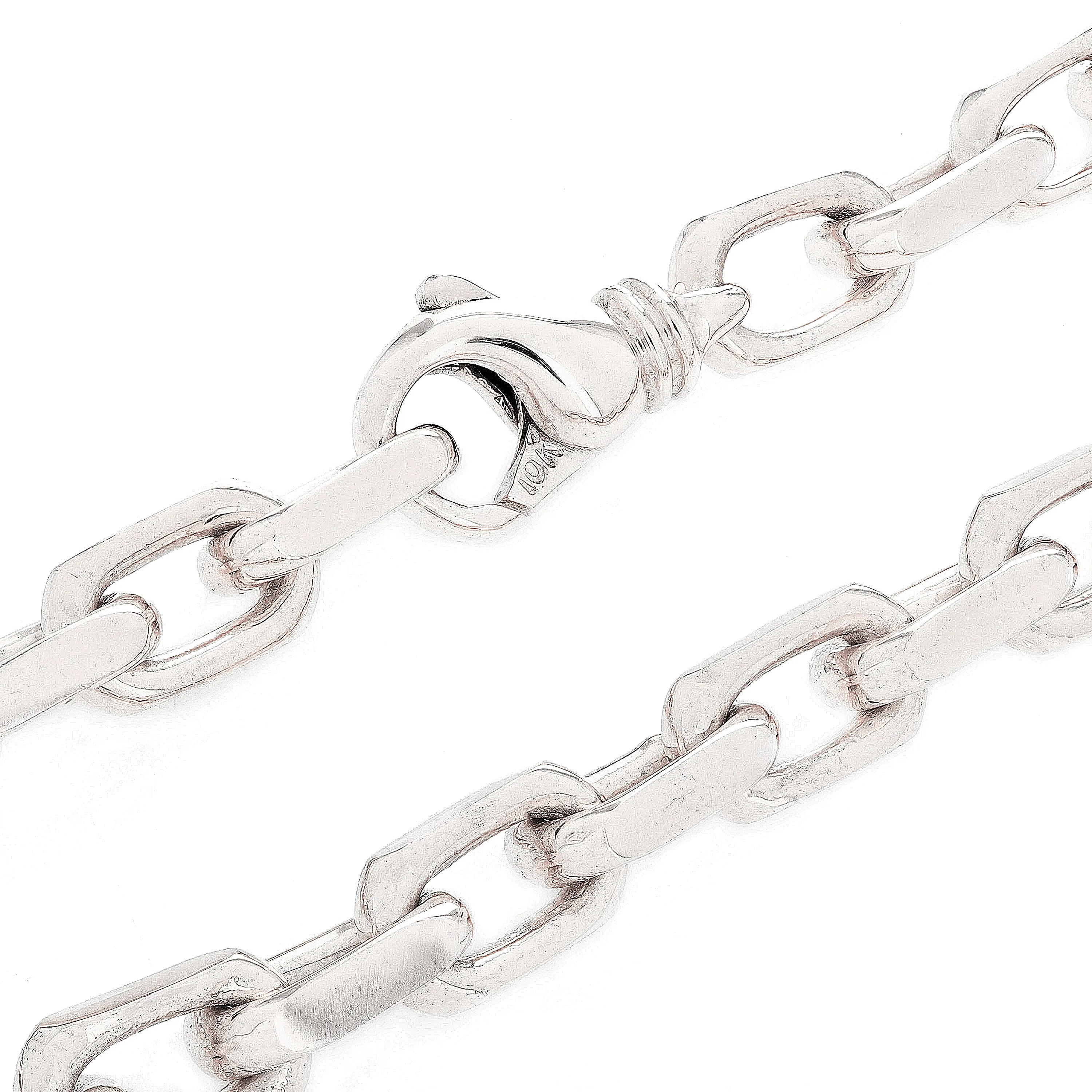 Men's 10k White Gold Solid Handmade Fashion Link Necklace 20" - 28" 7.9mm