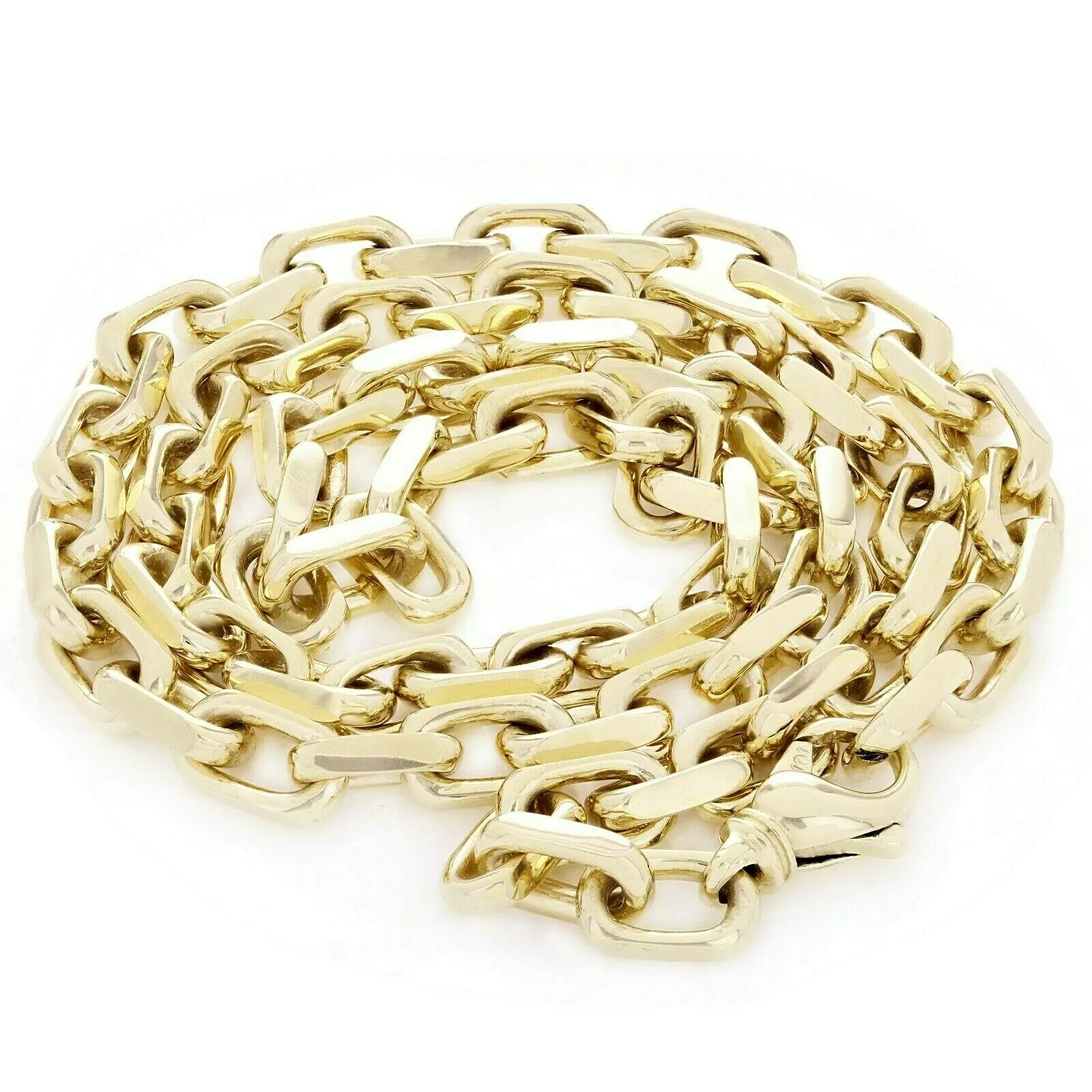 Men's 10k Yellow Gold Handmade Fashion Link Necklace 22" - 26" 7.7mm