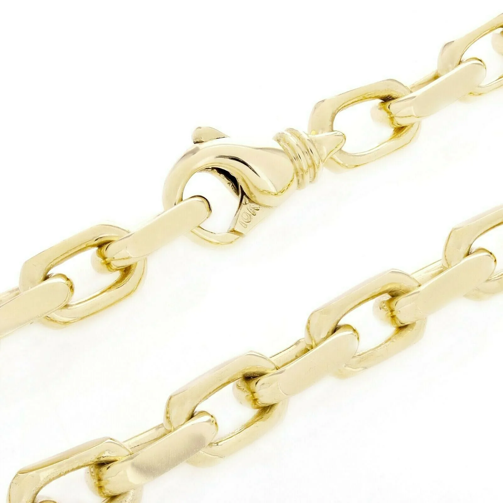 Men's 10k Yellow Gold Handmade Fashion Link Necklace 22" - 26" 7.7mm
