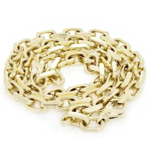 Men's 10k Yellow Gold Handmade Fashion Link Necklace 22" - 26" 7.7mm